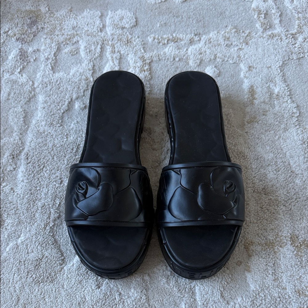 Valentino Black Slide Sandals